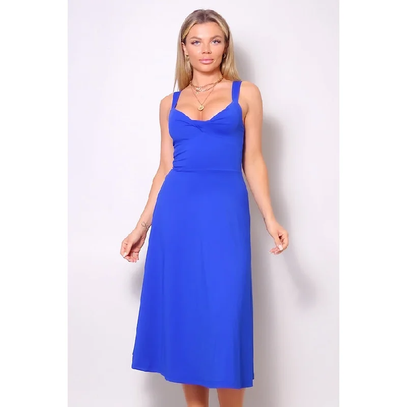 Sleeveless Twist Front A Line Midi Dress