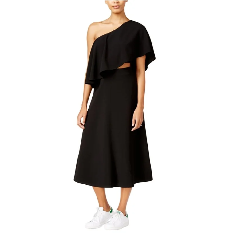 Rachel Roy Womens Flounce Midi One Shoulder Dress