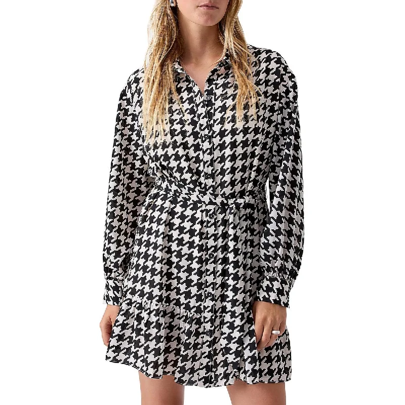 Sanctuary Womens Houndstooth Mini Shirtdress