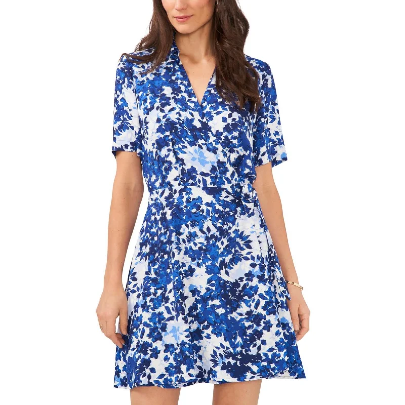 Vince Camuto Womens Floral Mini Wrap Dress