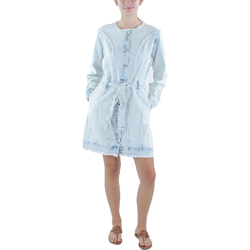 Rubberband Jeans Womens Belted Mini Shirtdress