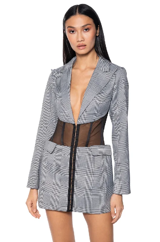 NEMY PLAID CORSET BLAZER