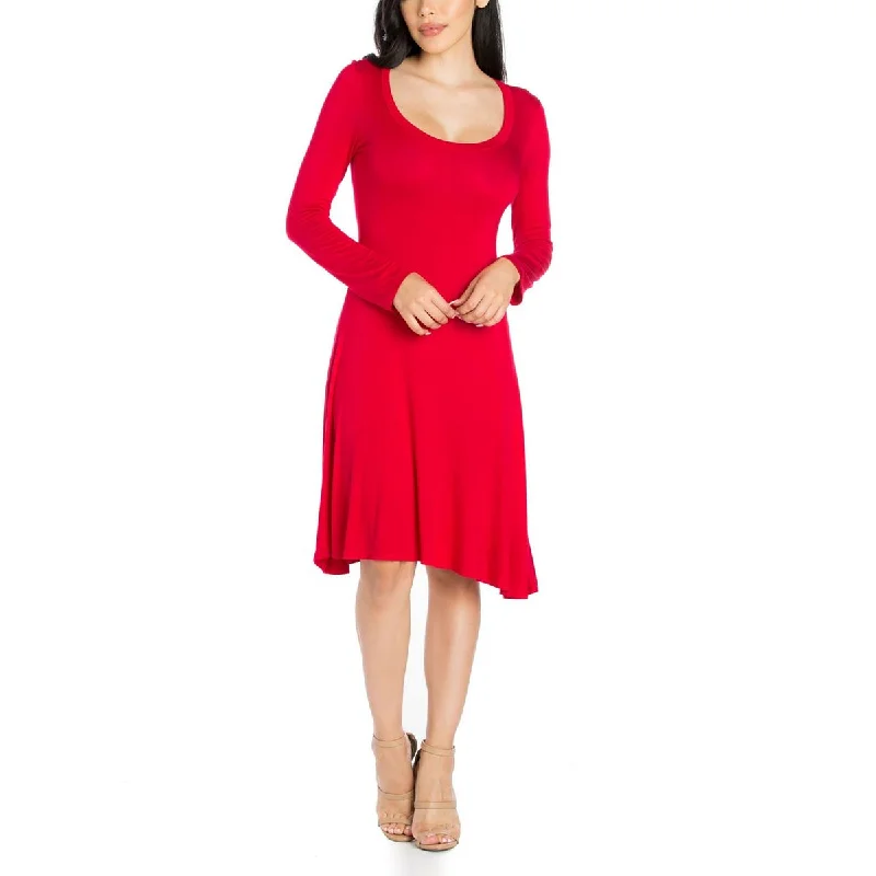 24seven Comfort Apparel Womens Long Sleeves Mini Fit & Flare Dress