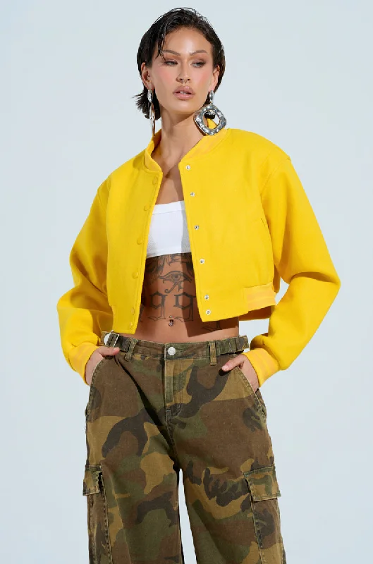 DAVIS EVERYDAY VARSITY BOMBER IN YELLOW