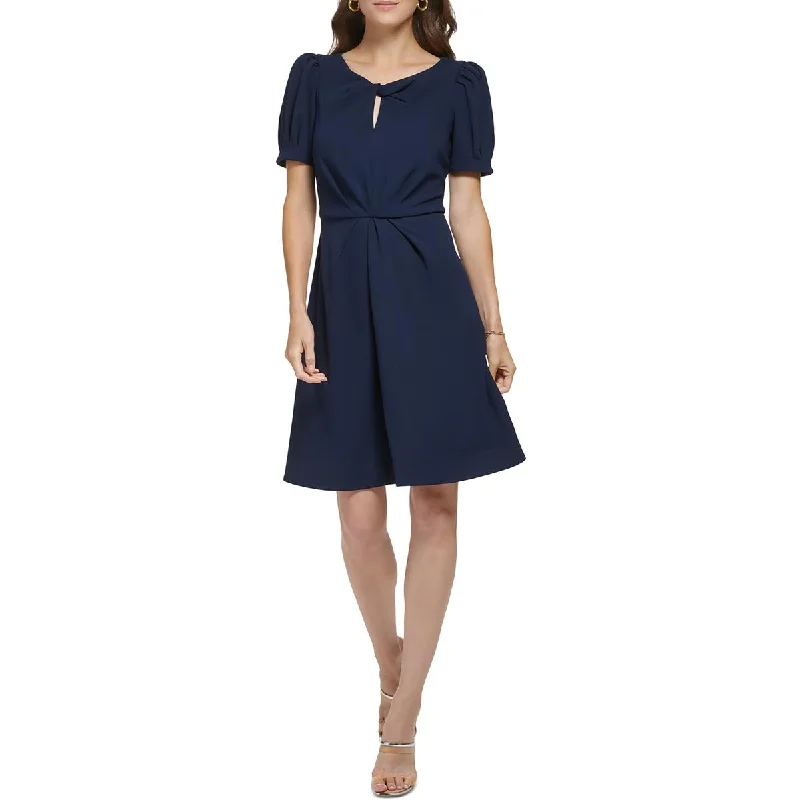 DKNY Womens Mini Keyhole Fit & Flare Dress