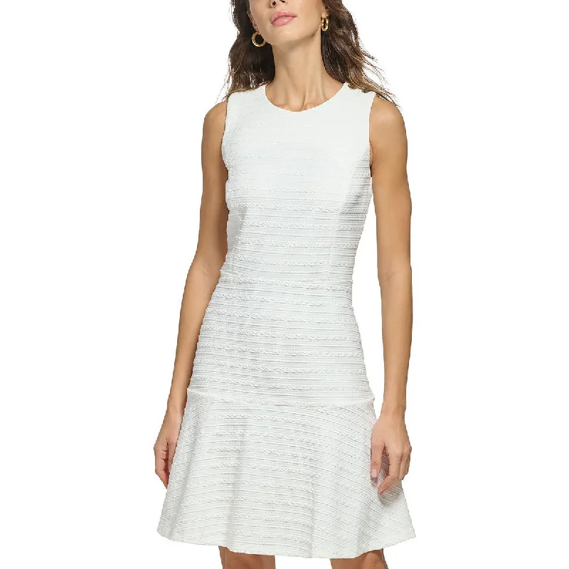 Tommy Hilfiger Womens Petites Jacquard Mini Fit & Flare Dress