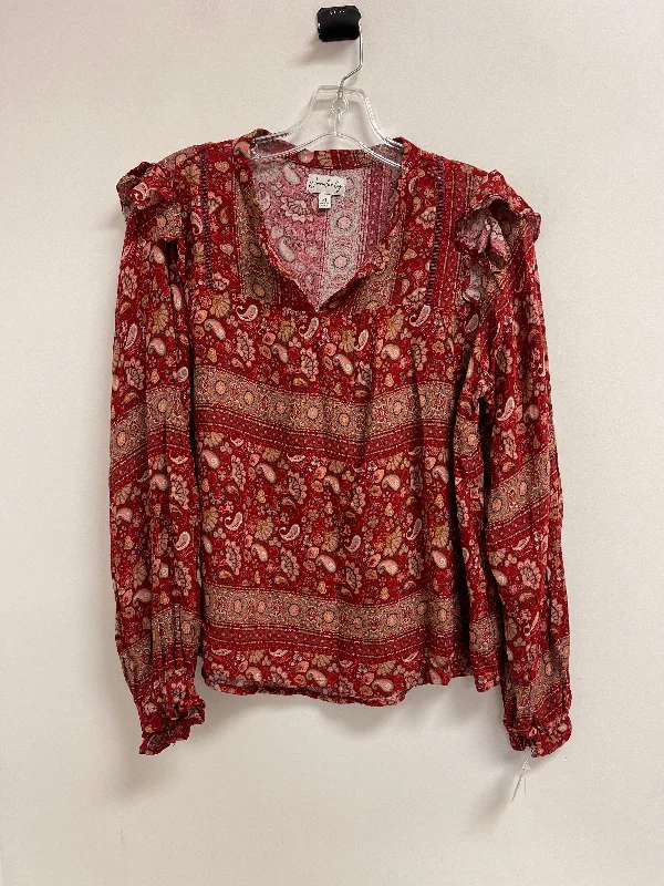 Top Long Sleeve By Wonderly In Red, Size: Xs