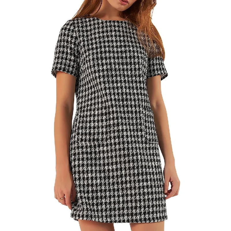 Gracia Womens Tweed Mini Shift Dress