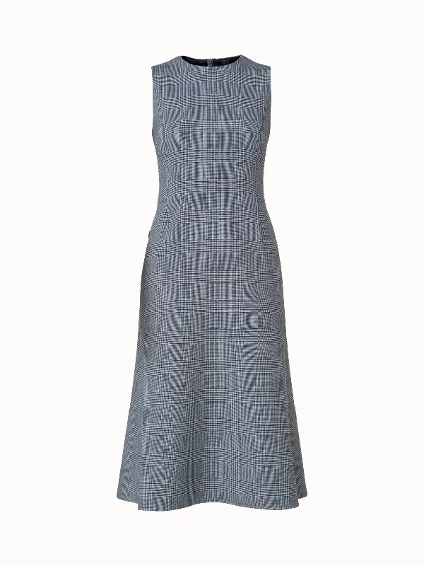 Checked Wool Double-Face Midi Dress