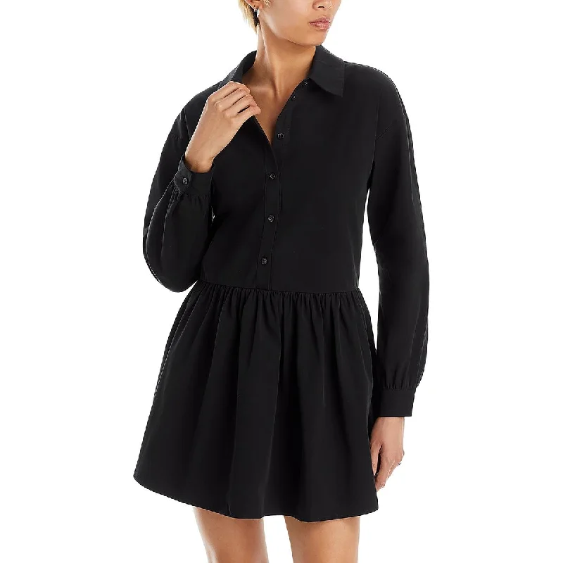 WAYF Womens Georgina Collared Mini Shirtdress