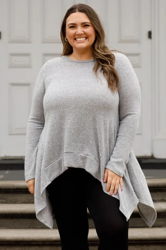 Point Me In That Direction Tunic, Heather Gray