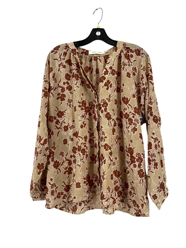 Top Long Sleeve By Bishop + Young In Brown, Size: M