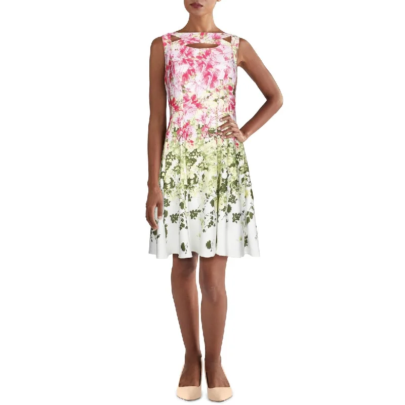 Gabby Skye Womens Mini Floral Wear to Work Dress