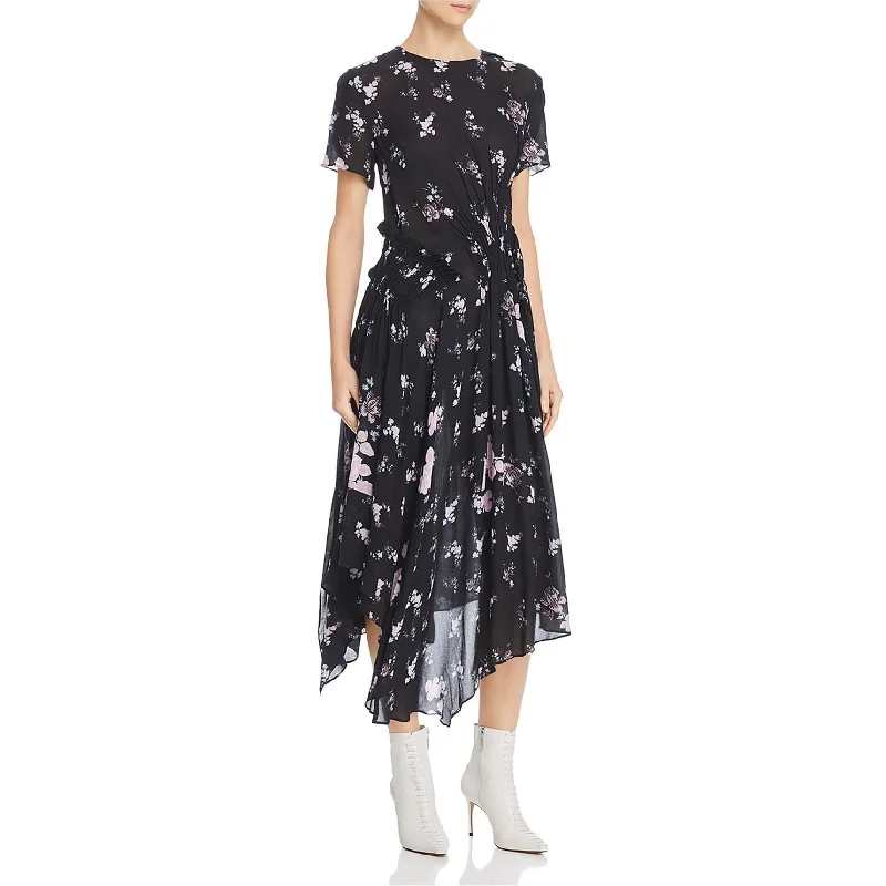 Preen Line Womens Lois Floral Midi Dress, Black, Large