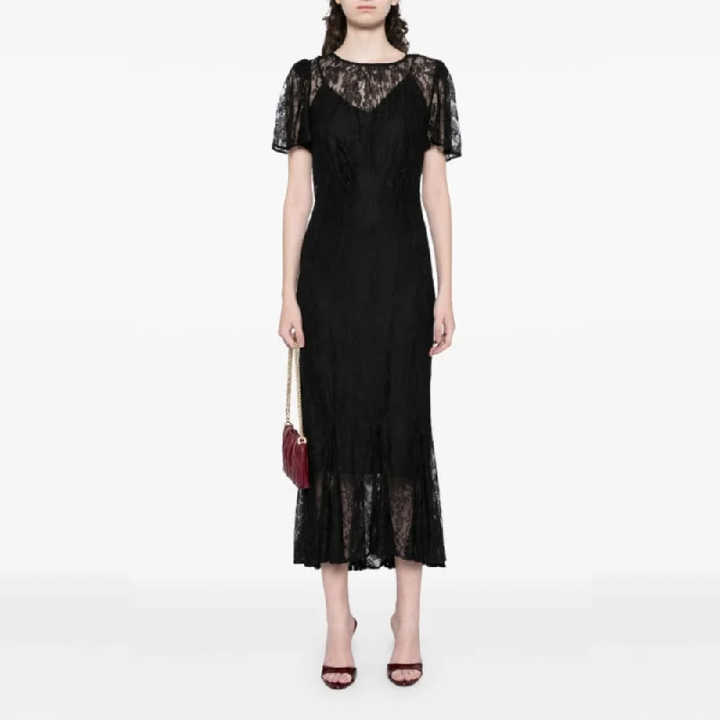 Rhode Womens Arabella Lace Midi Dress Ink Lyon Lace