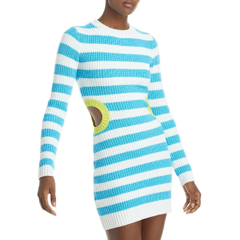 STAUD Womens Cut-Out Mini Sweaterdress