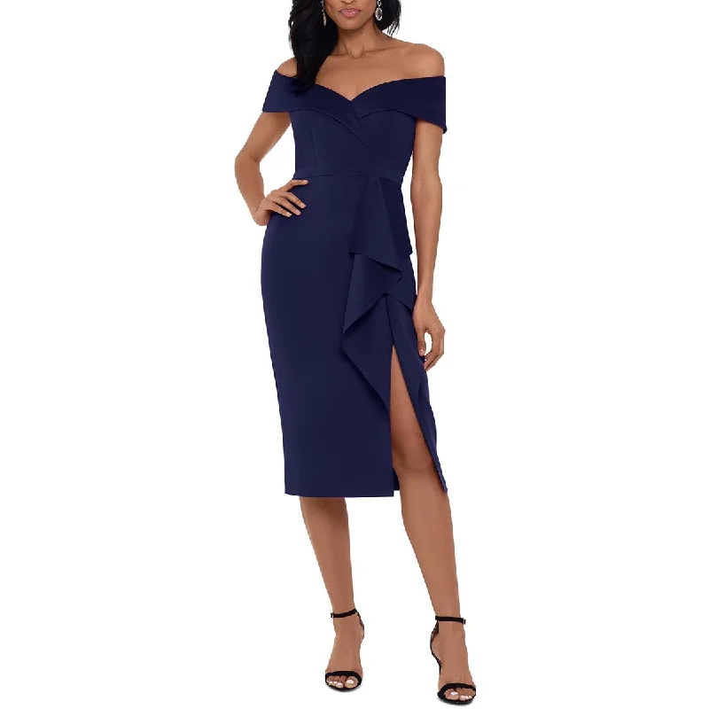 Xscape Womens Petites Knit Mini Cocktail and Party Dress