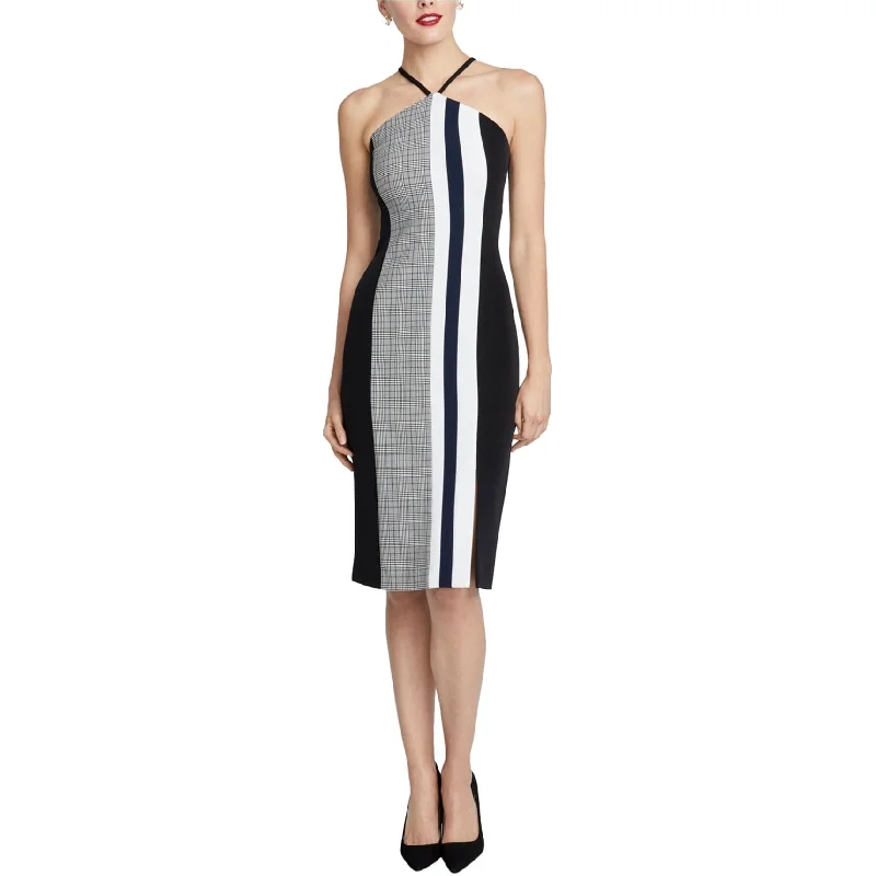 Rachel Roy Womens Colorblocked Sleeveless Midi Strapless Dress