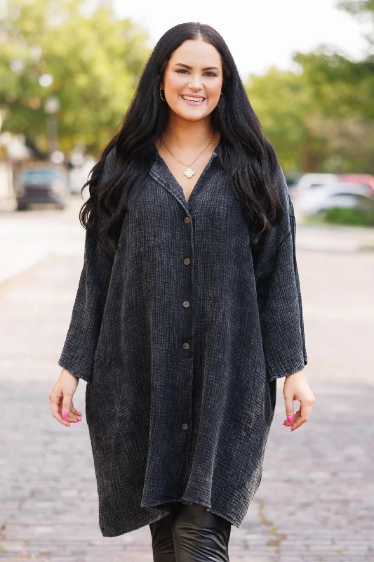 Tear It Down Tunic, Black