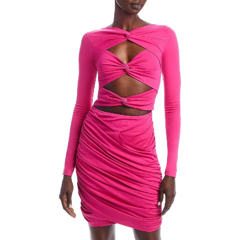 Yaura Womens Fope Cut-Out Mini Cocktail And Party Dress