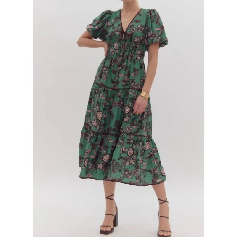 Entro - Floral Tiered Midi Dress