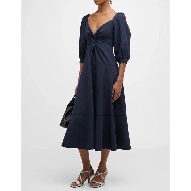 Cinq A Sept Women's Kristina V-Neck Twisted-Front Midi Dress Navy Blue