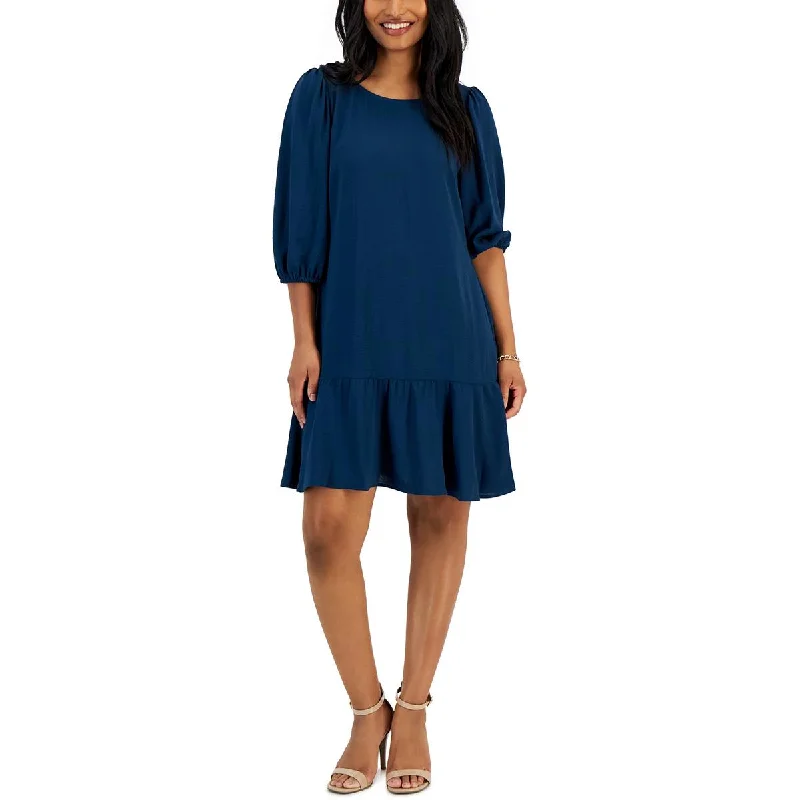 Connected Apparel Womens Puff Sleeve Mini Sheath Dress