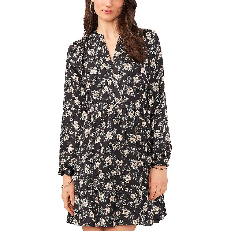 Vince Camuto Womens Mini Floral Print Sheath Dress