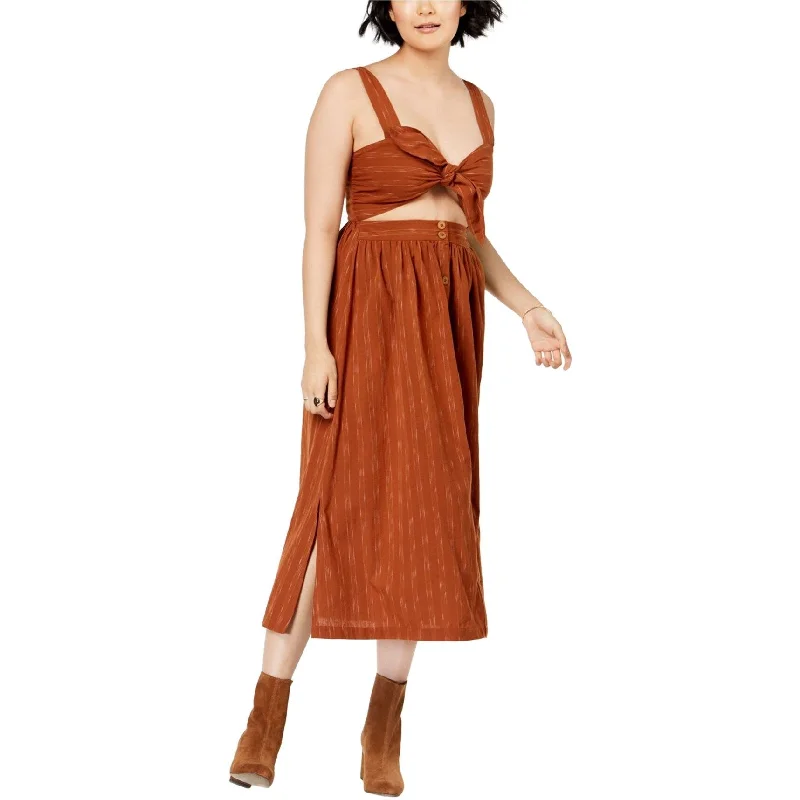 Free People Womens Caldasi Midi Dress, Brown, X-Small