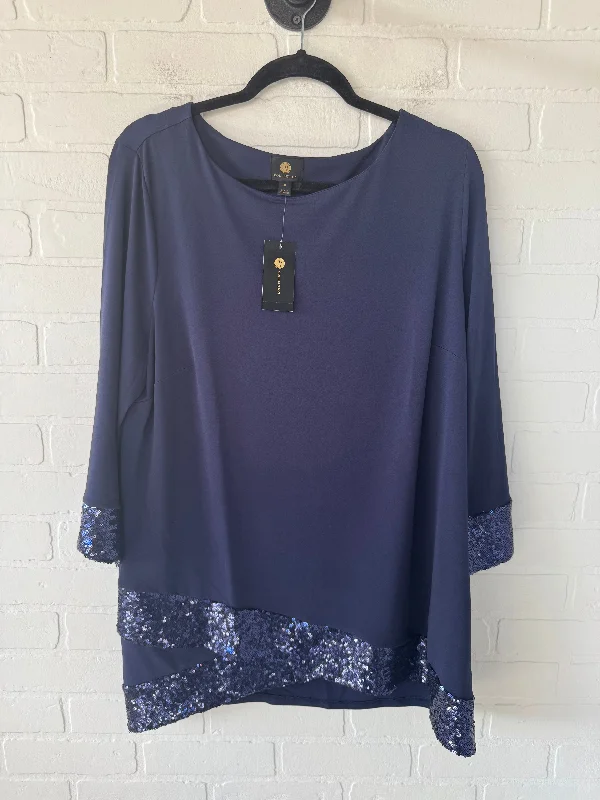 Top Long Sleeve By Jm Collections In Blue, Size: Xl