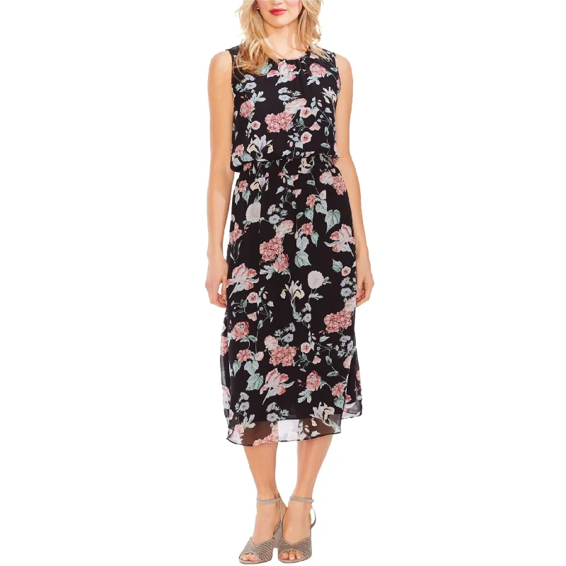 Vince Camuto Womens Floral Midi Dress, Black, Small