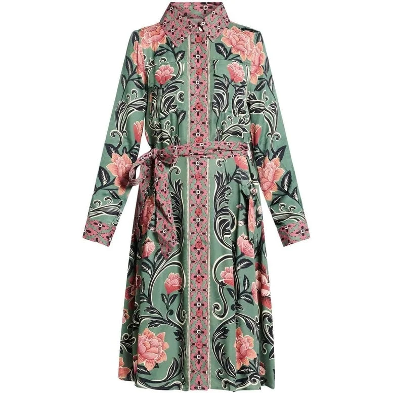 Farm Rio Womens Midi Dress Arabesque Floral Green