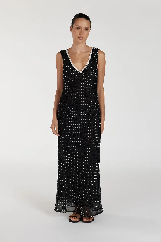 WINONA BLACK SPOT MIDI DRESS