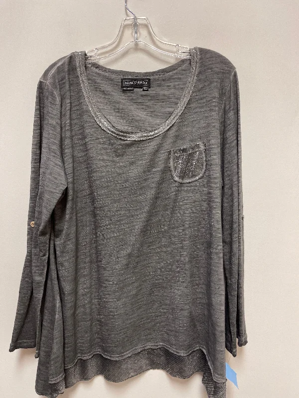 Top Long Sleeve By Clothes Mentor In Grey, Size: Xl