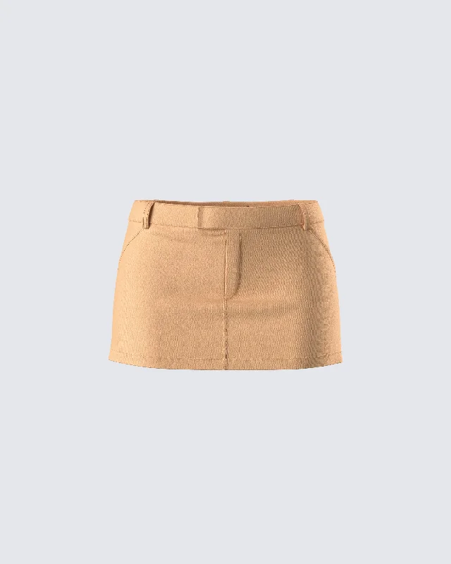 Harwell Tan Twill Mini Skirt