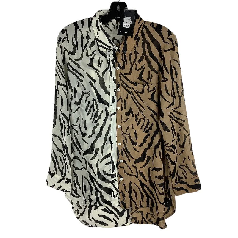 Top Long Sleeve By Fashion Nova In Animal Print, Size: M