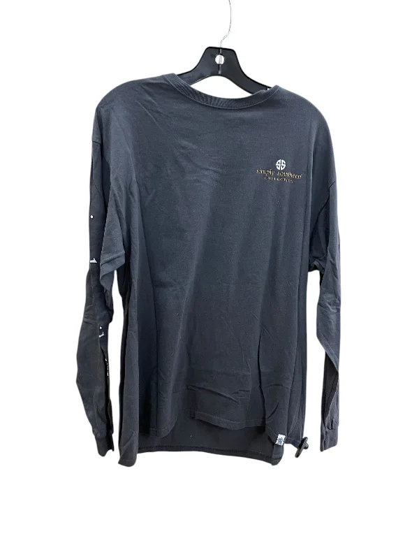 Top Long Sleeve By Simply Southern In Grey, Size: L