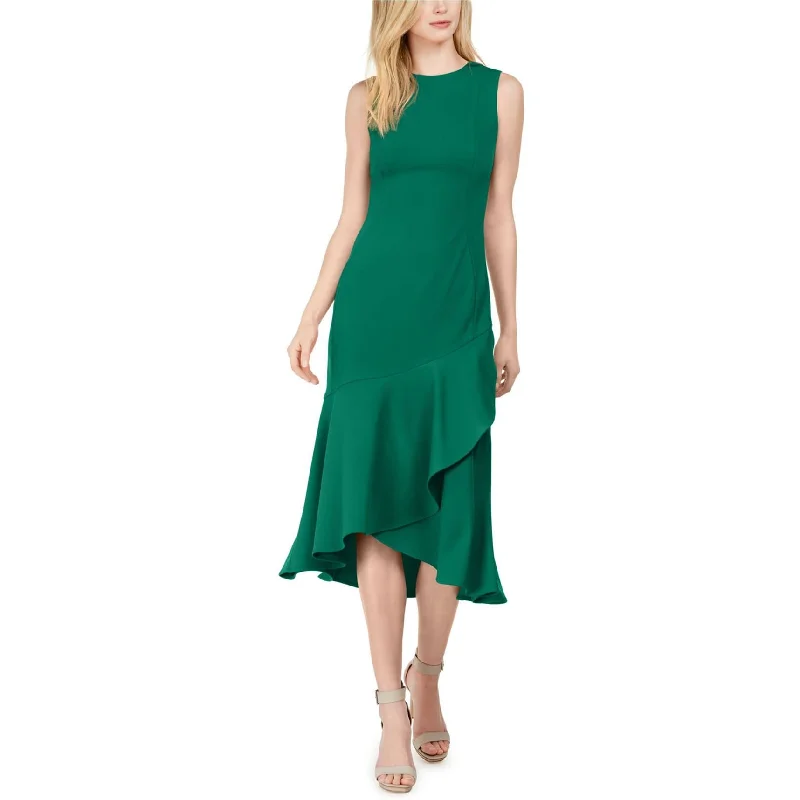 Calvin Klein Womens Solid Midi Sheath Dress, Green, 8