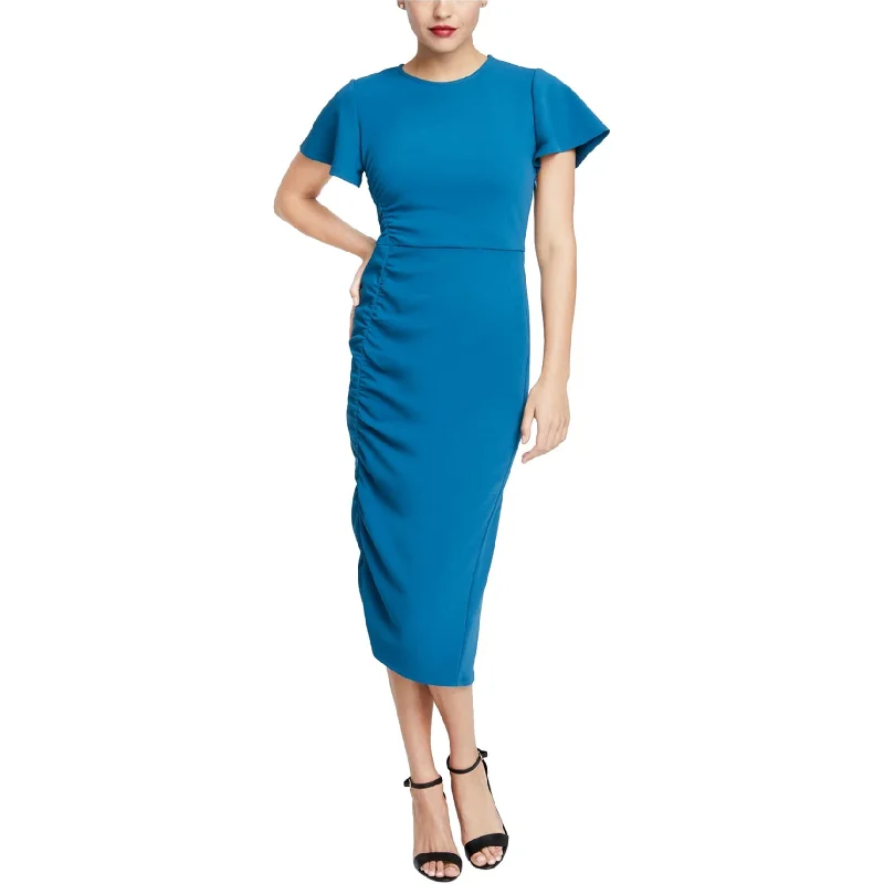 Rachel Roy Womens Pippa Ruched Midi Sheath Dress