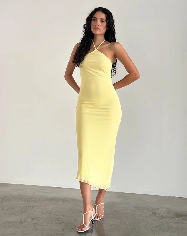 Ribka Midi Dress in Mesh Lemon