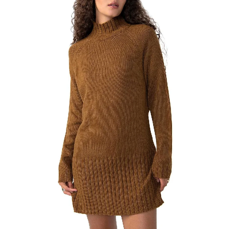 Sanctuary Womens Mini Mock Neck Sweaterdress