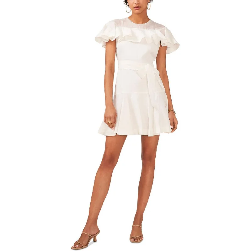 CeCe Womens Ruffled Mini Cocktail And Party Dress