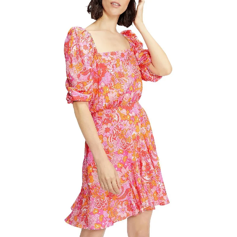 Ted Baker Womens Mini Puff Sleeve Fit & Flare Dress