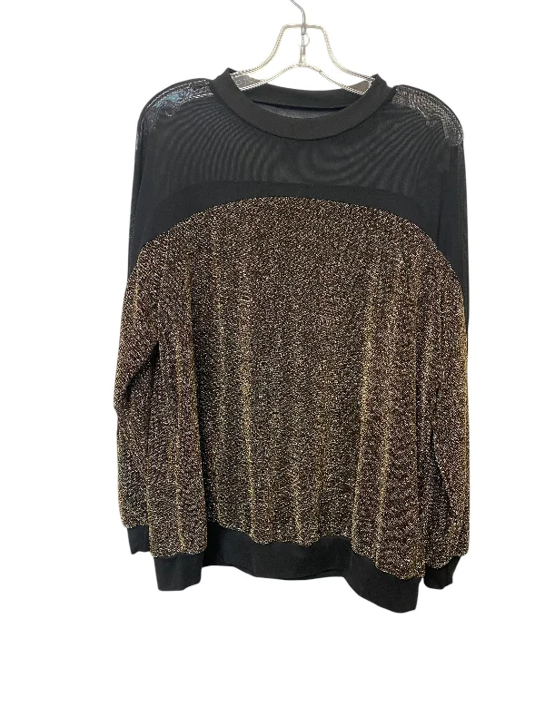 Top Long Sleeve By Shein In Black & Gold, Size: 1x