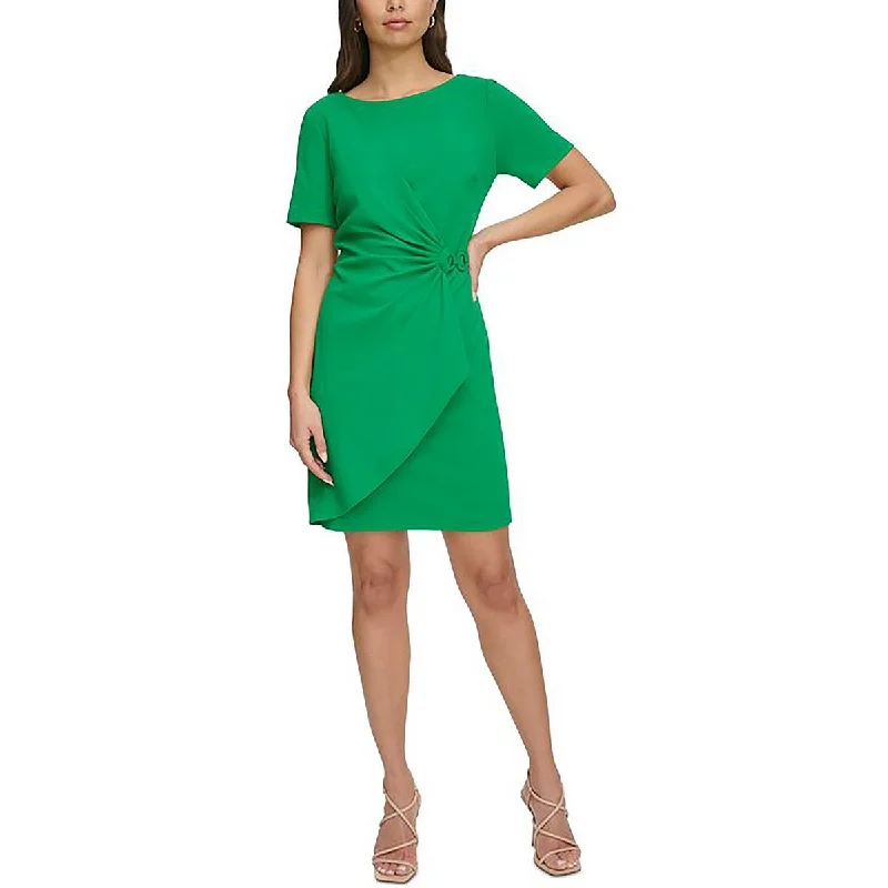 DKNY Womens Gathered Mini Cocktail And Party Dress