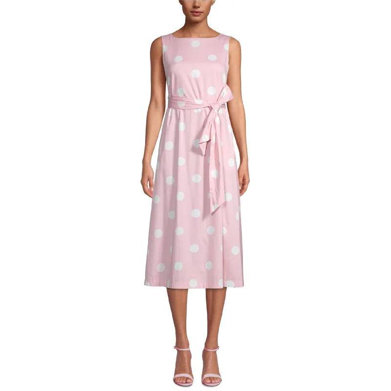 Anne Klein Womens Polka Dot Midi Dress, Pink, XX-Small