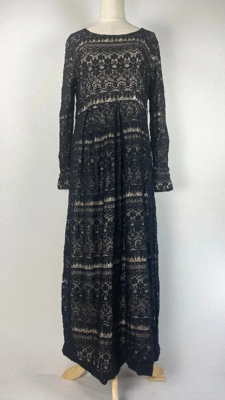 Long Sleeve Two Layer Maxi Dress, Black