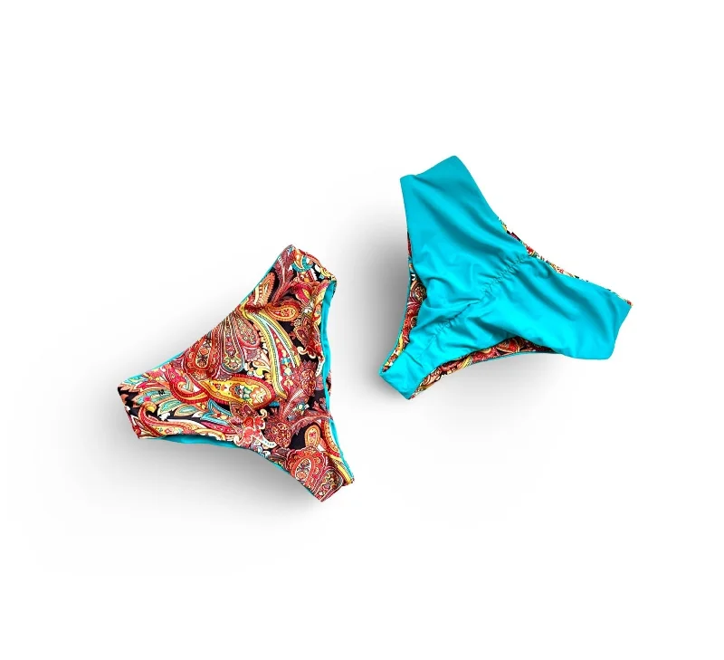 Reversible High Waist Cheeky Bikini Bottoms