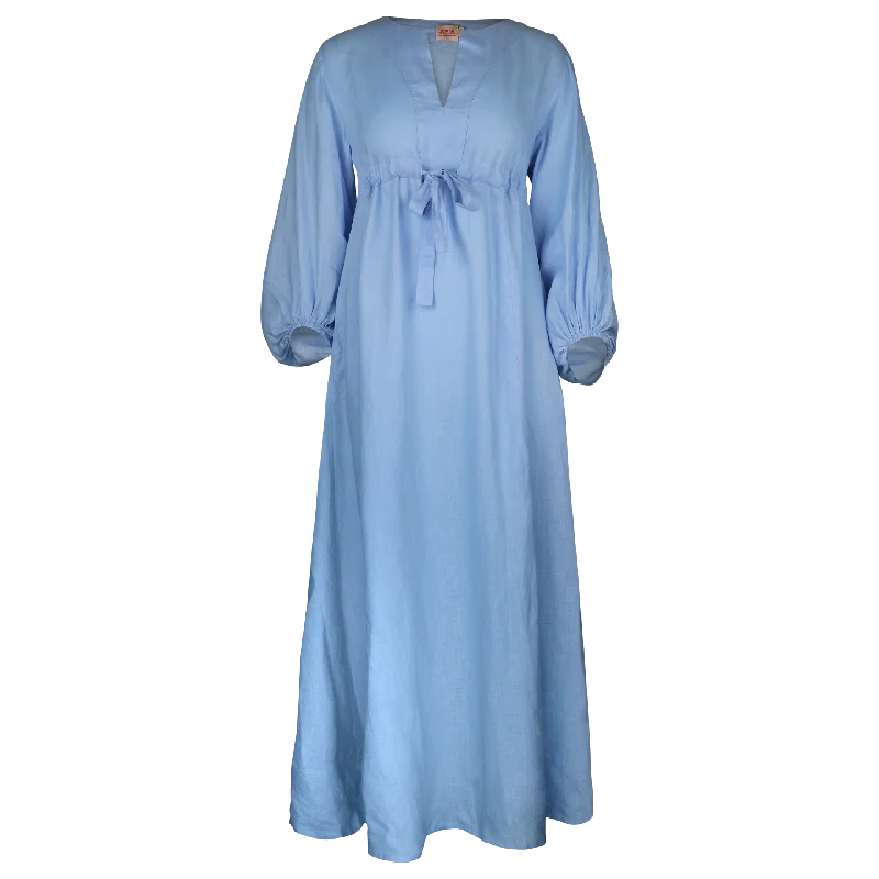 Betsy Fancy Slve Sky Blue Maxi  Dress