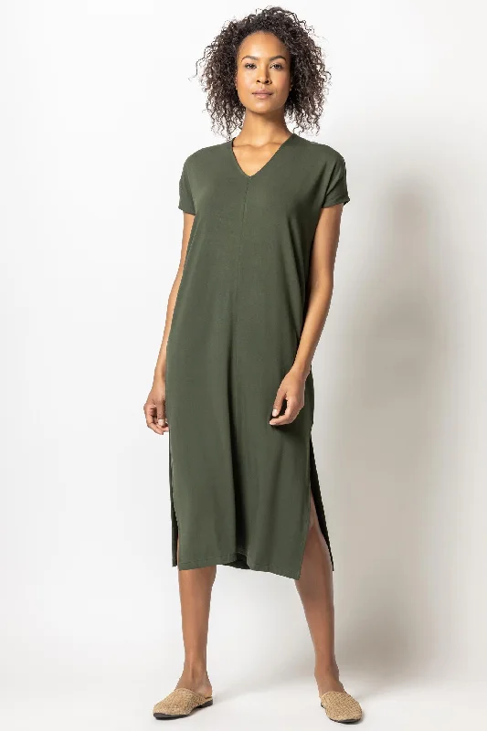 Double V-Neck Maxi Dress